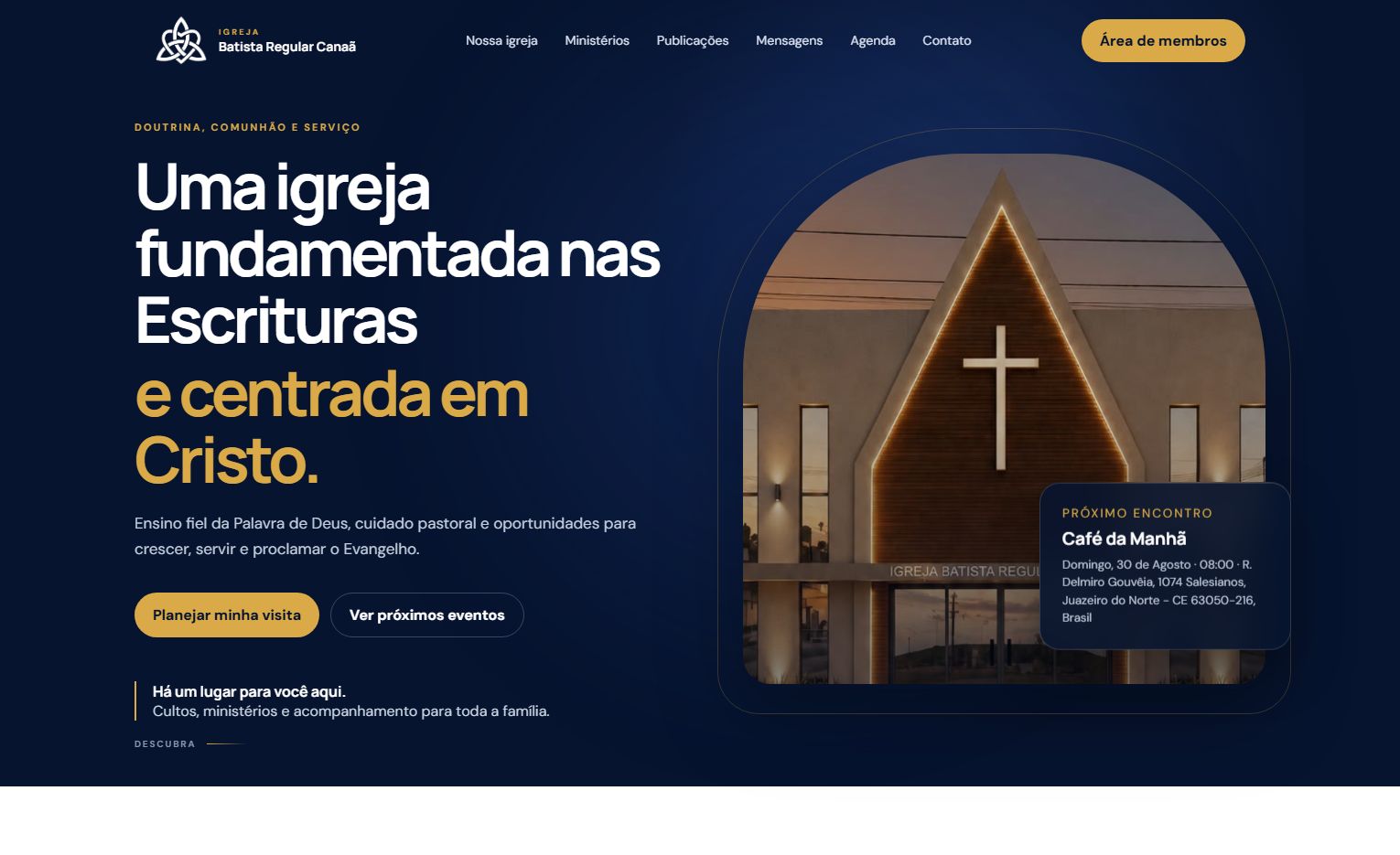 Página inicial da Igreja Batista Regular Canaã