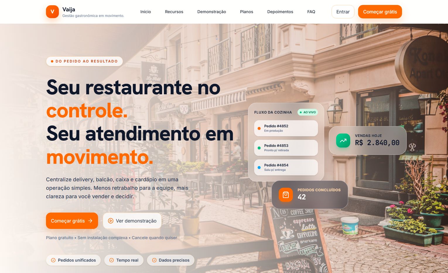 Plataforma de vendas online do projeto Vaija